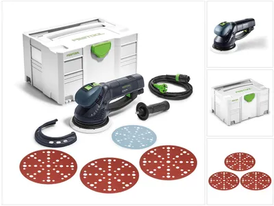 Immagine prodotto di Festool RO 150 FEQ-Plus ROTEX levigatrice rotorbitale con riduttore 720W 5 mm di corsa ( 571805 ) in cassetta + 150x dischi abrasivi rubino