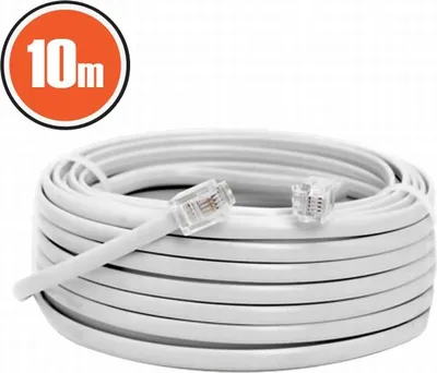 Produktbild von 6P4C Modulares Kabel - 6P4C auf 6P4C - 10 m - Weiß - Für Telefon- und Datenverbindungen [20303]