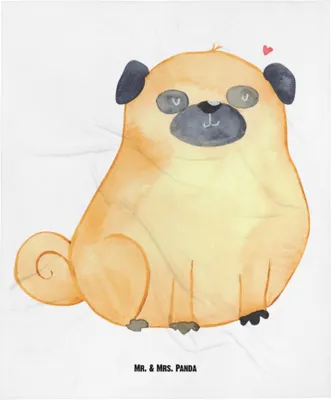 Produktbild von Mr. & Mrs. Panda Babydecke Mops - Weiß - Geschenk, Knuffig, Hund, Sprüche, Hundeliebe, Schlummerdecke, Schmusedecke, Plaid, Fleecedecke, Liebe, Erstlingsdecke