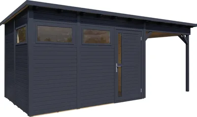 Produktbild von Gartenhaus Bertilo Pentus 3L inkl. Fußboden, Schleppdach 582 x 266 cm anthrazit