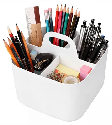 Immagine prodotto di Solidchoice - Contenitore impilabile con maniglia e 4 scomparti - Bianco
