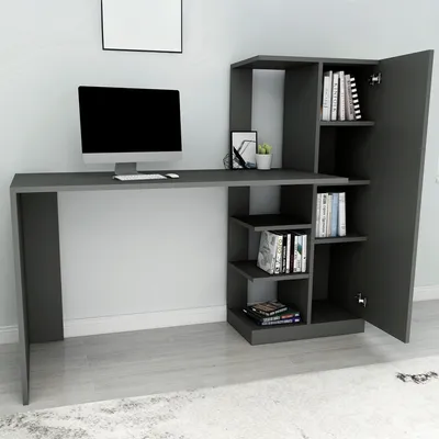 Immagine prodotto di Donnas - Scrivania, 120x55x74h cm Nero Antracite, 6 Ripiani
