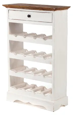 Produktbild von rustikales Cortez 85 | 85x55cm(HxB) Massivholz | Flaschenregal, Weinflaschenregal aus Holz, Getränkeregal mit Schublade | Farbe: 06 weiß-Landhaus