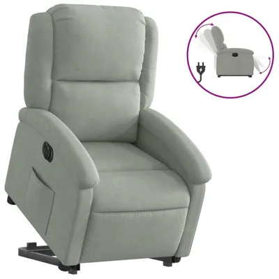 Produktbild von vidaXL Relaxsessel mit Aufstehhilfe Elektrisch Hellgrau Samt