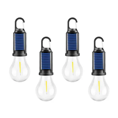 Produktbild von Solarbetriebene Campingleuchten im 4er-Set mit Sensor und Hängehaken, USB-aufladbar, mehrere Lichtmodi für Outdoor und Dekoration