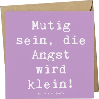 Produktbild von Mr. & Mrs. Panda Grußkarte Spruch Angst überwinden - Lavendeltraum - Geschenk, Trost, inspirierend, anlasskarte, Glückwunschkarte, Tapferkeit, Freude, Vertrauem, Mut