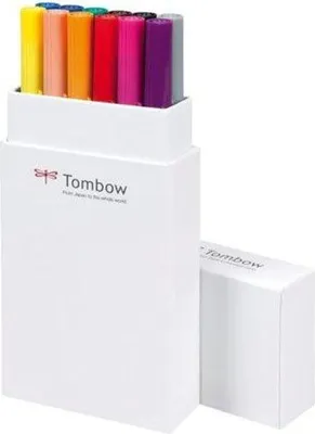 Produktbild von Tombow ABT-12P-1, 12 Farben, Mehrfarbig, Rundspitze & Bürstenspitze, 0,7 mm, 1 cm, Schwarz