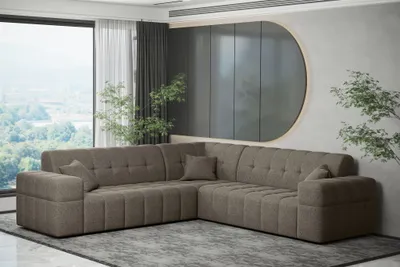 Produktbild von Ecksofa Designersofa NANCY in Stoff Neve Taupe Seite Universal