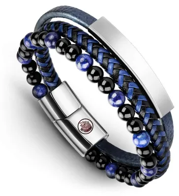 Produktbild von Herenarmband von Leer mit Edelstahlverschluss und Gravur