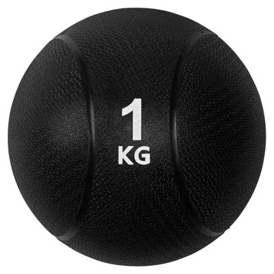 Image de Medicine ball VirtuFit Pro 1 kg en caoutchouc, noir, Ø 19 cm