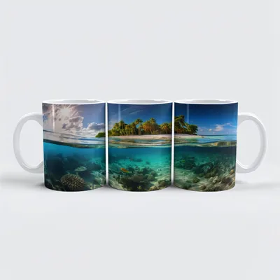 Produktbild von raxxa Premium-Tasse "Tropisches Insel- und Unterwasserparadies"