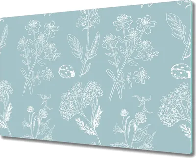 Produktbild von Glas-Herdabdeckplatte Glaskeramikkochfeld-Abdeckung Spritzschutz - 80x52 cm - Blumen-Aquarell weiß