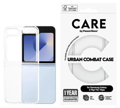 Image de Étui CARE by PanzerGlass Flagship Urban Combat pour Samsung Galaxy Z Flip 7 FE, Flip 6 - transparent
