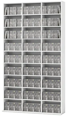 Productafbeelding van HOMCOM CD/DVD-rek voor 835 CD's of 500 DVD's, met 27 vakken, wit