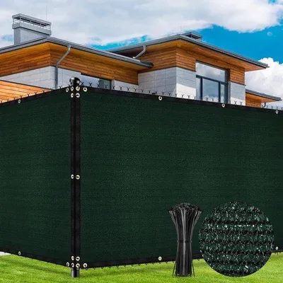Produktbild von Famanu Privatschutzschirm 1,8 x 15,2 m - Grünes Schattierungsnetz mit Ösen