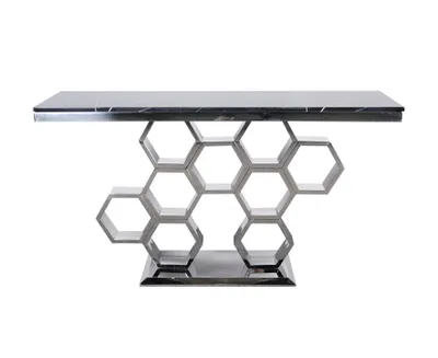 Zdjęcie produktu dla Designerski stolik konsolowy AMARO - chrom / czarny