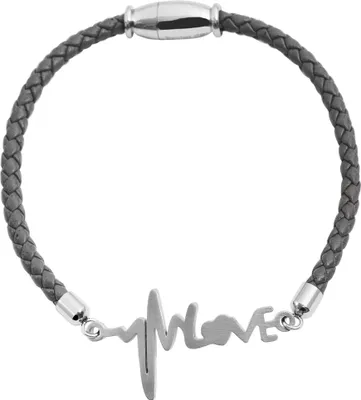Produktbild von Akzent Echtlederarmband mit Edelstahlelement Herzschlagsymbol