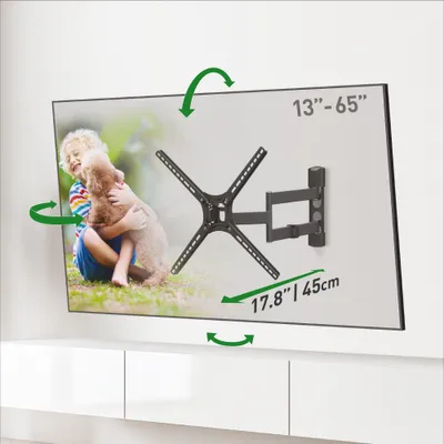 Obrázek produktu pro Barkan - Dlouhý nástěnný držák na TV s plným pohybem - 13 palců - 65 palců/33 cm - 165 cm - 36 kg - černý