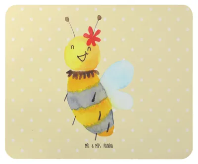 Produktbild von Mr. & Mrs. Panda Mauspad Biene Blume - Gelb Pastell - Geschenk, pc mousepad, Hummel, Mouse Pad, laptop