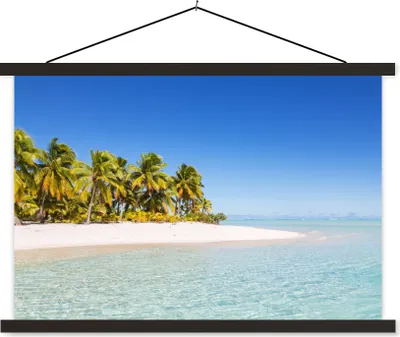 Produktbild von MuchoWow® Textilposter Meer - Insel - Palme 120x80 cm mit schwarzem Rahmen - Wanddeko