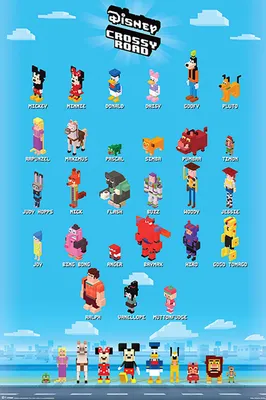 Immagine prodotto di Crossy Road - Poster - Personaggi Crossy + 1 confezione di tesa Powerstrips® - contenuto 20 pezzi