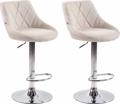 Produktbild von CLP 2er Set Barhocker Lazio Stoff höhenverstellbar und 360 Grad drehbar creme