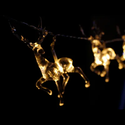 Produktbild von 2er Set LED Lichterkette Lichtervorhang FensterbeleuchtungHirsch mit je 10 LED