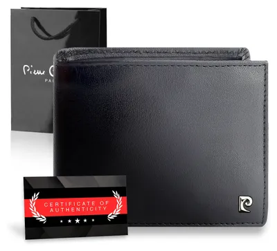 Zdjęcie produktu dla Pierre Cardin portfel męski skóra naturalna czarny RFID 11x9 cm certyfikat