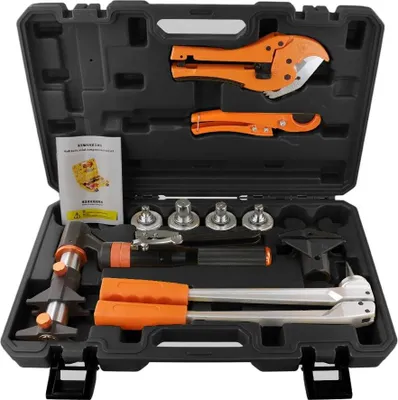 Obrázek produktu pro Hydraulický rozšiřovač trubek – lisovací nástroj 16–32 mm – k rozšiřování a opravám trubek – kluzná objímka – upínací šroubení – černá barva