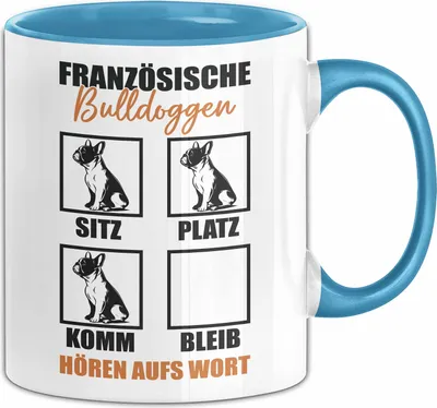 Produktbild von Bulldoggen Hören Aufs Wort Tasse Geschenk Bulldoggen Besitzer Mama Becher (Blau)