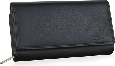 Produktbild von Frentree® Damen Geldbörse aus echtem Nappaleder, großes Leder Portemonnaie mit RFID-Schutz, weiches Echtleder Portmonee, viele Fächer, Schwarz