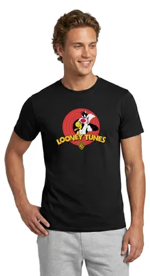 Produktbild von Spreadshirt Looney Tunes Sylvester Und Tweety Männer T-Shirt, L, Schwarz