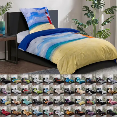 Produktbild von SANILO® Bettwäsche 135x200 cm, 100% feinste Baumwolle, 2-teilig, Bettbezug, Kissenbezug 80x80cm - Leuchtturm
