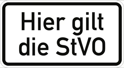 Produktbild von Verkehrsschild VZ2803, Hier gilt die StVO, Alu, RA1, 420x231 mm
