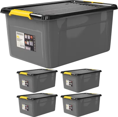Image de MONZANA® 4x Caisse de rangement 40 L robuste avec couvercle hermétique et roulettes empilable sans BPA gain de place caisse de rangement organisateur