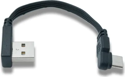 Produktbild von SYSTEM-S USB 3.1 Kabel 10 cm Typ C Stecker zu 2.0 Typ A Stecker Flachkabel Winkel