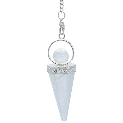 Produktbild von Pendelgöttin Bergkristall mit spitzer Spitze und Kugel – 5 cm