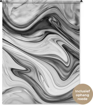 Produktbild von MuchoWow® Wandteppich Wandbehang Marmor - Muster - Grau - Marmoroptik - Schwarz 150x200 cm Tapisserie Dekoration Wandtuch - Wandaufhängung - Moderner