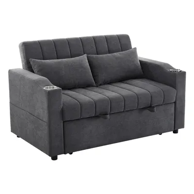 Produktbild von Modernes Multifunktionssofa, Schlafsofa, Schlafcouch mit Schlaffunktion, Doppelsofa mit verstellbarer Rückenlehne, mit Getränkehalter und Kissen