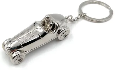 Produktbild von Onwomania Rennwagen Auto Rennfahrer Schlüsselanhänger Metall Glücksbringer in Alu Geschenkbox, ideal zum Verschenken