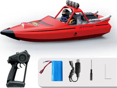 Produktbild von TY XIN 725 RC Boot mit LED-Licht, Ferngesteuertes Schiff für Pools und Seen, 30km/h RC Boot, 2,4GHz Rennboote für Kinder Erwachsene (Rot)