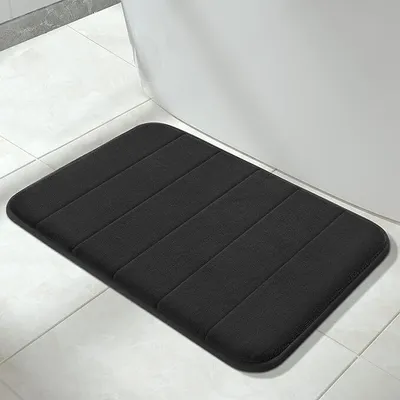Produktbild von MODFU Badteppich Waschbar 50x80cm rutschfest Badematten-Set Badvorleger und WC Teppich für Badezimmer, Schwarz