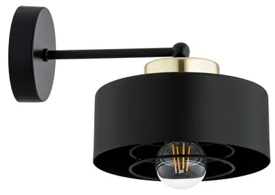 Produktbild von KAR-LIGHTING Wandleuchte 1-flammig Schwarz/Gold aus Metall – für Flur, Wohnzimmer, Schlafzimmer – E27