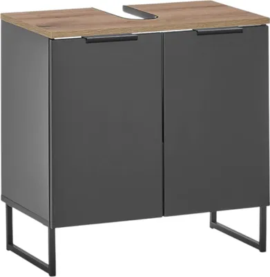 Produktbild von Badezimmer Waschbeckenunterschrank 60 cm Badmöbel ASPEN schwarz matt