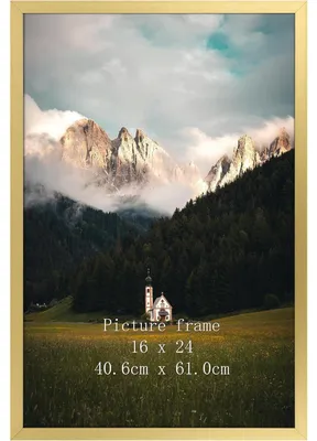 Image de Cadre photo en aluminium doré, dimensions 40x60 cm, avec une vitre en plastique pour les photos et les affiches