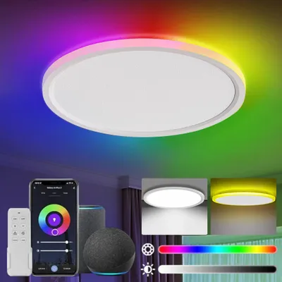 Produktbild von LED Deckenlampe 30W RGB, Bluetooth Lautsprecher, dimmbar, App- & Fernbedienung, Ø30cm