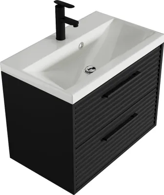 Produktbild von Badplaats Badmöbel Set mit Waschbecken und Unterschrank Etna 60 x 35 cm Schwarz Matt - Waschbeckenunterschrank mit Soft-Close und Waschbecken
