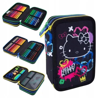 Produktbild von CoolPack | Federmäppchen Jumper 3 Schwarz Neon, komplett ausgestattet, stilvoll und praktisch