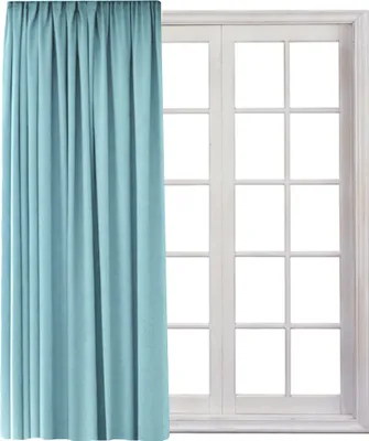 Produktbild von Gardine mit Kräuselband Universalband Vorhang Gardinenband Verdunkelung Blickdicht 140 (B) x 245 (L) Himmelblau 1er Pack
