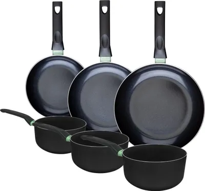 Image de Ensemble de 3 poêles de 20, 24 et 28 cm et 3 casseroles 16, 18 et 20 cm Fackelmann Brandao